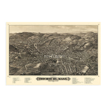 Load image into Gallery viewer, Digitally Restored and Enhanced 1882 Map of Fitchburg Massachusetts Poster - Fitchburg Massachusetts Wall Map History - Old City of Fitchburg MA Map Print