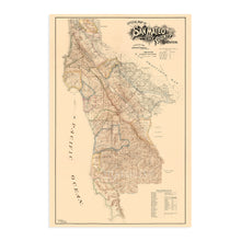 Load image into Gallery viewer, Digitally Restored and Enhanced 1894 San Mateo County California Map Poster - Vintage Map of San Mateo County Wall Art - Old Map of San Mateo County Showing School Districts and Distances