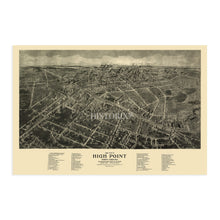 Load image into Gallery viewer, Digitally Restored and Enhanced 1913 High Point North Carolina Map - Old High Point Map of North Carolina Wall Art - High Point NC Map Poster History