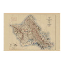 Load image into Gallery viewer, Digitally Restored and Enhanced 1938 Island of Oahu Map - Oahu Hawaii Vintage Map Wall Art - Topographic Map of the Island of Oahu Poster - City and County of Honolulu Hawaii - Oahu Print