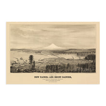 Load image into Gallery viewer, Digitally Restored and Enhanced 1878 Tacoma Washington Map - Vintage Tacoma Poster - Tacoma & Mount Rainier Puget Sound Washington Map - Old Tacoma Wall Art - Bird's Eye View of Tacoma WA Poster