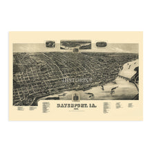 Load image into Gallery viewer, Digitally Restored and Enhanced 1888 Davenport Iowa Map - Davenport Wall Art - Davenport Scott County Iowa Map History - Old Davenport Map of Iowa Poster