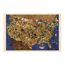 Load image into Gallery viewer, Digitally Restored and Enhanced 1946 Map of America and its Folklore - William Gropper's America Pictoral Map - Vintage United States Map Wall Art - Vintage USA Map Poster - USA Map Wall Art