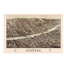 Load image into Gallery viewer, Digitally Restored and Enhanced 1878 Augusta Maine Map Poster - Vintage Augusta Poster Wall Art - Old Augusta Maine Map - Bird's Eye View of Augusta ME Oriented with North to The Right