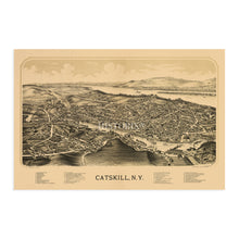 Cargar imagen en el visor de la galería, Digitally Restored and Enhanced 1889 Catskill NY Map - Vintage Catskill Map Wall Art - Old Catskill New York Map Poster - Historic Greene County Map - Birds Eye View of Catskill Town Map History