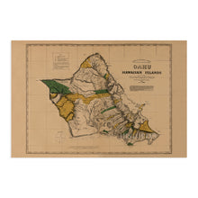Load image into Gallery viewer, Digitally Restored and Enhanced 1881 Oahu Hawaii Vintage Map - Vintage Map of Oahu Hawaii Wall Art - Map of Hawaii Oahu Poster - Survey of Oahu Hawaiian Islands - Old Map Oahu - Historic Oahu Print
