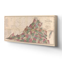 Load image into Gallery viewer, Digitally Restored and Enhanced - 1871 Virginia Map Canvas Art - Canvas Wrap Vintage Virginia Map Poster - Old State of Virginia Map Print - Restored Virginia Wall Art Showing Index of The Population