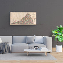 Load image into Gallery viewer, Digitally Restored and Enhanced - 1871 Virginia Map Canvas Art - Canvas Wrap Vintage Virginia Map Poster - Old State of Virginia Map Print - Restored Virginia Wall Art Showing Index of The Population