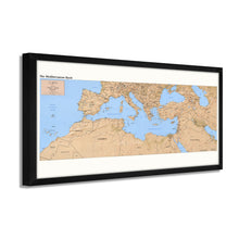 Load image into Gallery viewer, Digitally Restored and Enhanced 1998 Mediterranean Map Poster - Framed Vintage Map of the Mediterranean Wall Art - Old Mediterranean Poster - Restored Mediterranean Basin Map