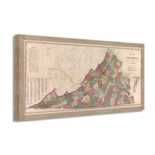 Load image into Gallery viewer, Digitally Restored and Enhanced - 1871 Virginia Map Poster - Framed Vintage Virginia Map Print - Old Virginia State Map Art - Restored Virginia Wall Art Showing Index of The Population