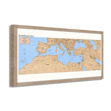 Load image into Gallery viewer, Digitally Restored and Enhanced 1998 Mediterranean Map Poster - Framed Vintage Map of the Mediterranean Wall Art - Old Mediterranean Poster - Restored Mediterranean Basin Map