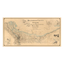 Cargar imagen en el visor de la galería, Digitally Restored and Enhanced 1889 Map of Multnomah County Oregon - Vintage Map Wall Art - Multnomah County Portland Oregon Map showing Lot Lines, Landowners, Schools, Churches, Post Offices