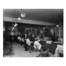 Load image into Gallery viewer, Digitally Restored and Enhanced 1896 7 Men in A Barber Shop Philadelphia Photo Print - 8x10 Inch Restored Vintage Barbershop Poster in Philadelphia Wall Art