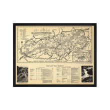 Load image into Gallery viewer, Digitally Restored and Enhanced 1940 Great Smoky Mountains Map - Framed Vintage Great Smoky Mountains National Park Wall Art - Old Smoky Mountains Poster - Smoky Mountains Wall Art