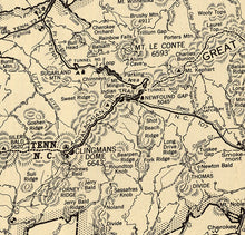 Load image into Gallery viewer, Digitally Restored and Enhanced 1940 Great Smoky Mountains Map - Vintage Map Wall Art - Appalachian Trail Poster - Tennessee Poster - Smoky Mountains Poster - Smoky Mountains Wall Map