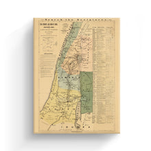Load image into Gallery viewer, Digitally Restored and Enhanced 1881 The Journeys and Deeds of Jesus Christ Canvas Art - Canvas Wrap Vintage Palestine Map Poster - Biblical Map of Palestine - Scriptural Index on the Map of Palestine
