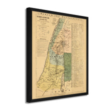 Load image into Gallery viewer, Digitally Restored and Enhanced 1881 The Journeys and Deeds of Jesus Christ Map - Framed Vintage Palestine Map Wall Art - Biblical Map of Palestine - Scriptural Index on the Map of Palestine
