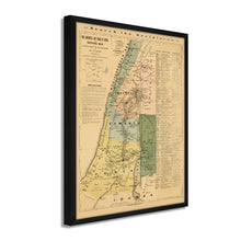 Load image into Gallery viewer, Digitally Restored and Enhanced 1881 The Journeys and Deeds of Jesus Christ Map - Framed Vintage Palestine Map Wall Art - Biblical Map of Palestine - Scriptural Index on the Map of Palestine
