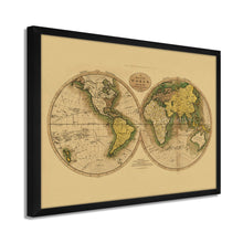 Load image into Gallery viewer, Digitally Restored and Enhanced 1795 World Map Poster - Framed Vintage World Map Wall Art - Old World Map Wall Decor - History Map of the World - Framed World Map from Best Authorities (Tan)