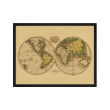 Load image into Gallery viewer, Digitally Restored and Enhanced 1795 World Map Poster - Framed Vintage World Map Wall Art - Old World Map Wall Decor - History Map of the World - Framed World Map from Best Authorities (Tan)