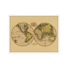 Load image into Gallery viewer, Digitally Restored and Enhanced 1795 World Map Poster - Framed Vintage World Map Wall Art - Old World Map Wall Decor - History Map of the World - Framed World Map from Best Authorities (Tan)