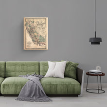 Load image into Gallery viewer, Digitally Restored and Enhanced 1876 California Map Poster - Canvas Art - 18x24x1.5 Inch Canvas Wrap Vintage Poster Map of California Wall Art - History Map of California Poster - Old Southern Pacific Railroad California Map