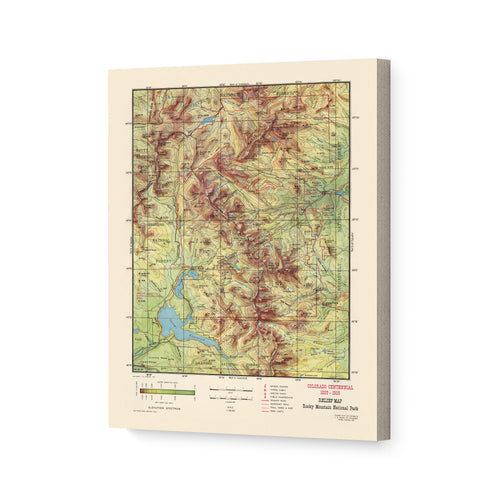 Digitally Restored and Enhanced 1959 Rocky Mountain National Park Canvas Wrap - Vintage Rocky Mountain National Park Poster - Colorado Centennial History Map of Rocky Mountain National Park Map