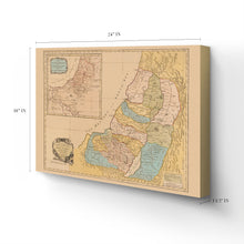 Load image into Gallery viewer, Digitally Restored and Enhanced 1760 Land of Canaan Canvas Art - Canvas Wrap Vintage Holy Land Map Poster - History Map of the Holy Land of Canaan Divided Among Twelve Tribes God Promised To Abraham