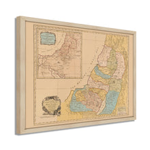 Cargar imagen en el visor de la galería, Digitally Restored and Enhanced 1760 Land of Canaan Palestine Map - Framed Vintage Holy Land Map Poster - Map of the Holy Land Divided Among Twelve Tribes God Promised To Abraham