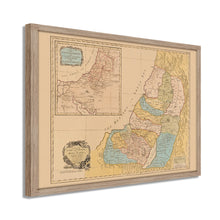 Cargar imagen en el visor de la galería, Digitally Restored and Enhanced 1760 Land of Canaan Palestine Map - Framed Vintage Holy Land Map Poster - Map of the Holy Land Divided Among Twelve Tribes God Promised To Abraham