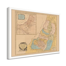 Load image into Gallery viewer, Digitally Restored and Enhanced 1760 Land of Canaan Palestine Map - Framed Vintage Holy Land Map Poster - Map of the Holy Land Divided Among Twelve Tribes God Promised To Abraham
