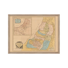Load image into Gallery viewer, Digitally Restored and Enhanced 1760 Land of Canaan Palestine Map - Framed Vintage Holy Land Map Poster - Map of the Holy Land Divided Among Twelve Tribes God Promised To Abraham

