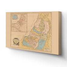 Load image into Gallery viewer, Digitally Restored and Enhanced 1760 Land of Canaan Canvas Art - Canvas Wrap Vintage Holy Land Map Poster - History Map of the Holy Land of Canaan Divided Among Twelve Tribes God Promised To Abraham