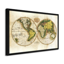 Load image into Gallery viewer, Digitally Restored and Enhanced 1795 World Map Poster - Framed Vintage World Map Wall Art - History Map of the World - Old World Map Wall Decor from Best Authorities (Antique White)