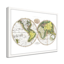 Cargar imagen en el visor de la galería, Digitally Restored and Enhanced 1795 World Map Poster - Framed Vintage World Map Wall Art - History Map of the World - Old World Map Wall Decor from Best Authorities (White)