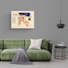 Load image into Gallery viewer, Digitally Restored and Enhanced 1944 D-Day Normandy Map Canvas Art -Canvas Wrap WW2 Map of Normandy Invasion - Old D-Day Normandy Wall Art - History Map of Normandy France World War 2 Poster