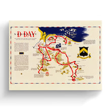 Load image into Gallery viewer, Digitally Restored and Enhanced 1944 D-Day Normandy Map Canvas Art -Canvas Wrap WW2 Map of Normandy Invasion - Old D-Day Normandy Wall Art - History Map of Normandy France World War 2 Poster