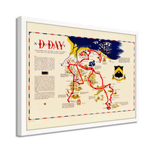 Cargar imagen en el visor de la galería, Digitally Restored and Enhanced 1944 D-Day Normandy Map - Framed Vintage D-Day Normandy Wall Art - WW2 Map of Normandy Poster - History Map of Normandy Invasion World War 2 Poster