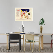 Cargar imagen en el visor de la galería, Digitally Restored and Enhanced 1944 D-Day Normandy Map - Framed Vintage D-Day Normandy Wall Art - WW2 Map of Normandy Poster - History Map of Normandy Invasion World War 2 Poster