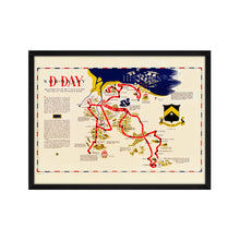 Cargar imagen en el visor de la galería, Digitally Restored and Enhanced 1944 D-Day Normandy Map - Framed Vintage D-Day Normandy Wall Art - WW2 Map of Normandy Poster - History Map of Normandy Invasion World War 2 Poster
