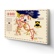 Load image into Gallery viewer, Digitally Restored and Enhanced 1944 D-Day Normandy Map Canvas Art -Canvas Wrap WW2 Map of Normandy Invasion - Old D-Day Normandy Wall Art - History Map of Normandy France World War 2 Poster