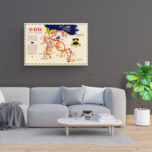 Load image into Gallery viewer, Digitally Restored and Enhanced 1944 D-Day Normandy Map Canvas Art -Canvas Wrap WW2 Map of Normandy Invasion - Old D-Day Normandy Wall Art - History Map of Normandy France World War 2 Poster