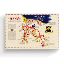 Load image into Gallery viewer, Digitally Restored and Enhanced 1944 D-Day Normandy Map Canvas Art -Canvas Wrap WW2 Map of Normandy Invasion - Old D-Day Normandy Wall Art - History Map of Normandy France World War 2 Poster
