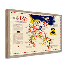 Cargar imagen en el visor de la galería, Digitally Restored and Enhanced 1944 D-Day Normandy Map - Framed Vintage D-Day Normandy Wall Art - WW2 Map of Normandy Poster - History Map of Normandy Invasion World War 2 Poster