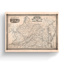 Cargar imagen en el visor de la galería, Digitally Restored and Enhanced 1862 Virginia State Map Canvas - Canvas Wrap Vintage Virginia Map Poster - State of Virginia Map Wall Art - History Map of Virginia Poster Showing Internal Improvements