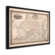Load image into Gallery viewer, Digitally Restored and Enhanced 1862 Virginia State Map - Framed Vintage Virginia Map Wall Art - History Map of Virginia Poster - State of Virginia Map Showing Internal Improvements