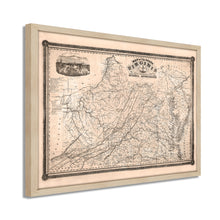 Load image into Gallery viewer, Digitally Restored and Enhanced 1862 Virginia State Map - Framed Vintage Virginia Map Wall Art - History Map of Virginia Poster - State of Virginia Map Showing Internal Improvements
