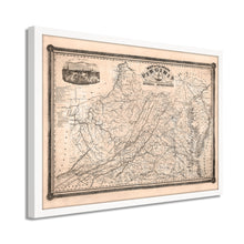 Load image into Gallery viewer, Digitally Restored and Enhanced 1862 Virginia State Map - Framed Vintage Virginia Map Wall Art - History Map of Virginia Poster - State of Virginia Map Showing Internal Improvements