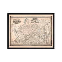 Load image into Gallery viewer, Digitally Restored and Enhanced 1862 Virginia State Map - Framed Vintage Virginia Map Wall Art - History Map of Virginia Poster - State of Virginia Map Showing Internal Improvements
