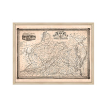 Load image into Gallery viewer, Digitally Restored and Enhanced 1862 Virginia State Map - Framed Vintage Virginia Map Wall Art - History Map of Virginia Poster - State of Virginia Map Showing Internal Improvements